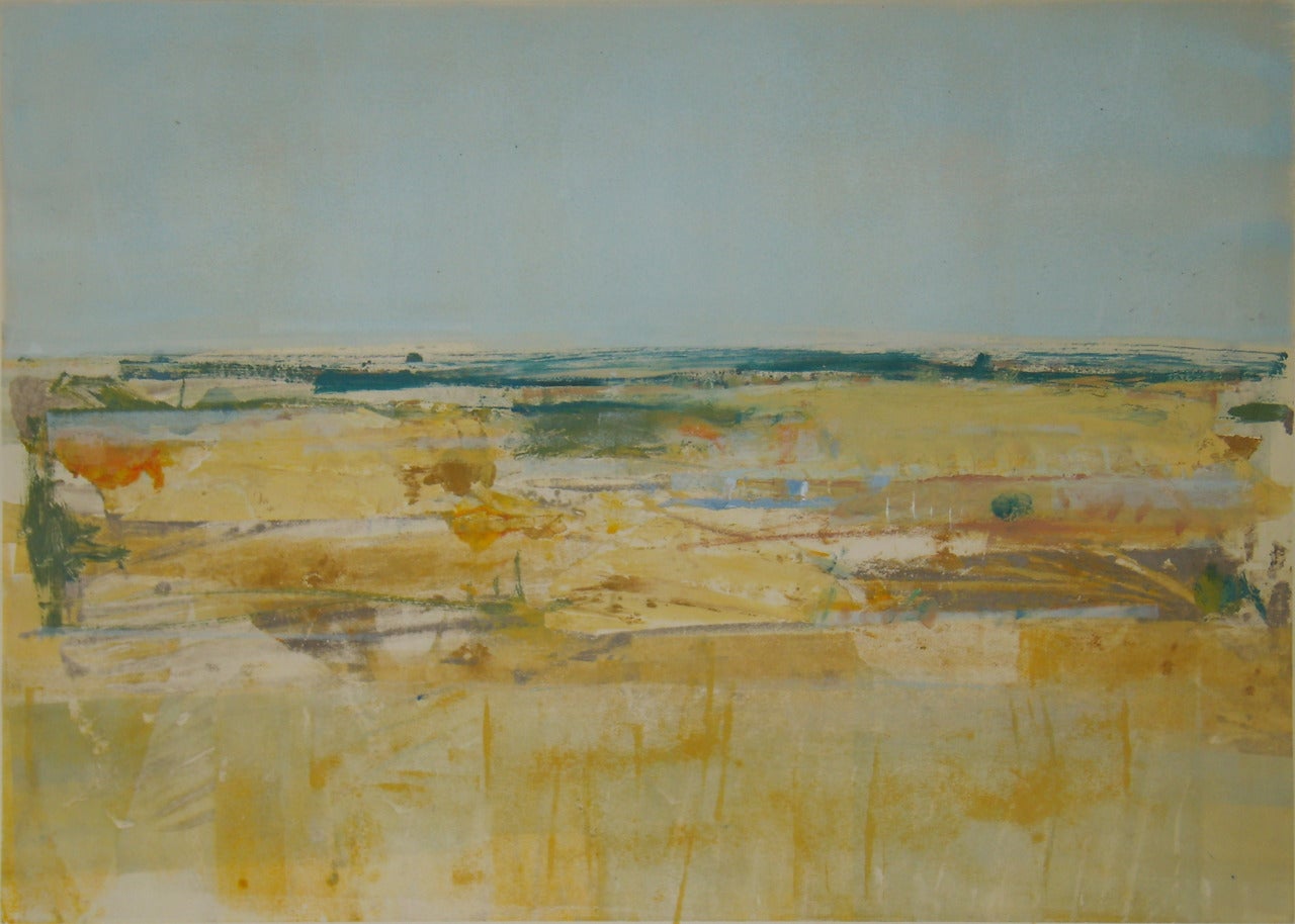 Gloria Sáez Landscape Painting - Gloria Saez, Campos de Castilla (GS217), Oil on paper, 2013