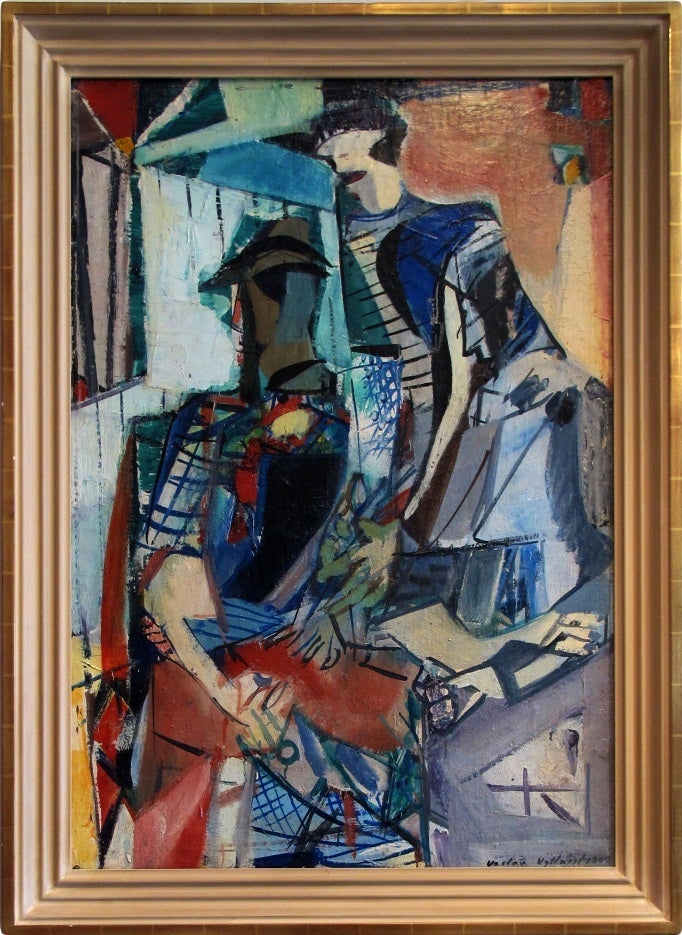 Vaclav Vytlacil Abstract Painting - "Fish Cleaners"
