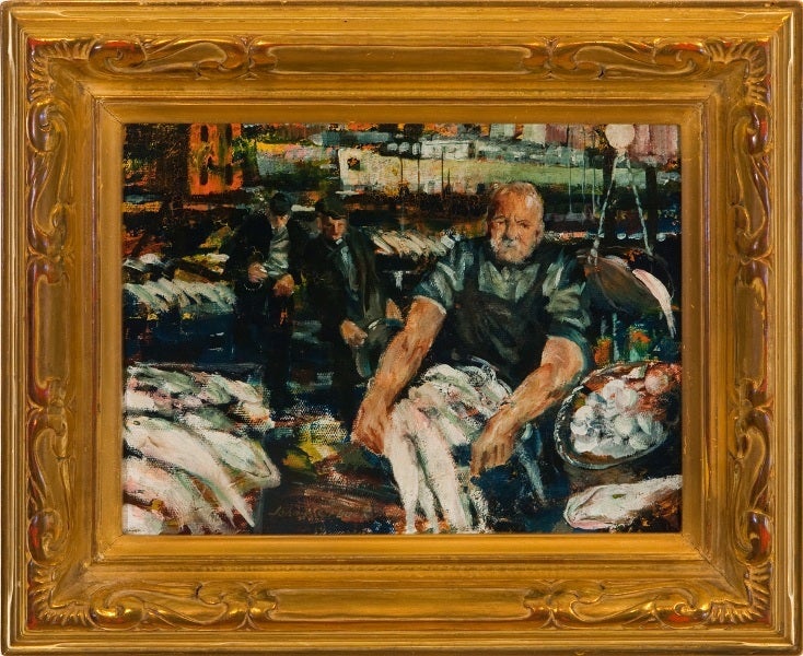 John R. Grabach Figurative Painting - Fish Seller