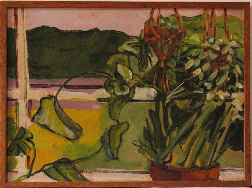 Stuart Bigley Still-Life Painting - Still Life with Plants in Window 1