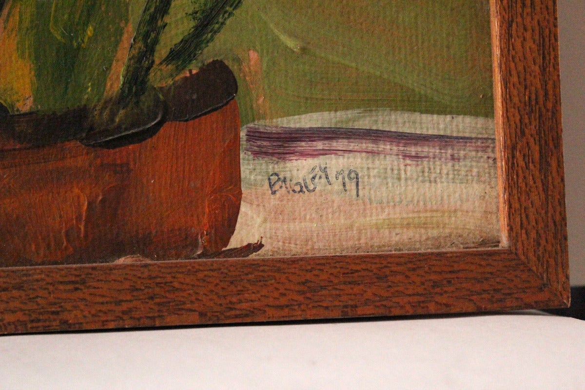 Still Life with Plants in Window 1 - Painting by Stuart Bigley