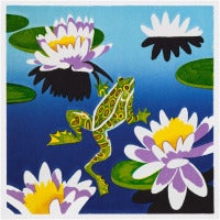 Frog and Blooming Water Lillies