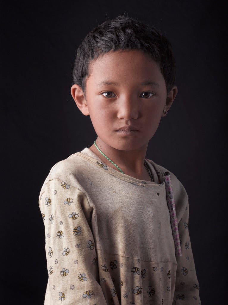 David Zimmerman Portrait Photograph - Portrait, Little girl, India, Tibetan, photograph