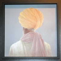 Old Man in Lemon Turban and Pale Purple Scarf