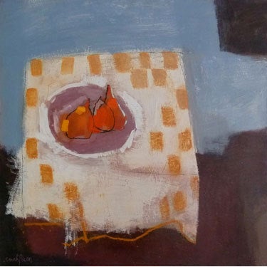 Sarah Picon Still-Life Painting - Table aux Carreaux Jaunes