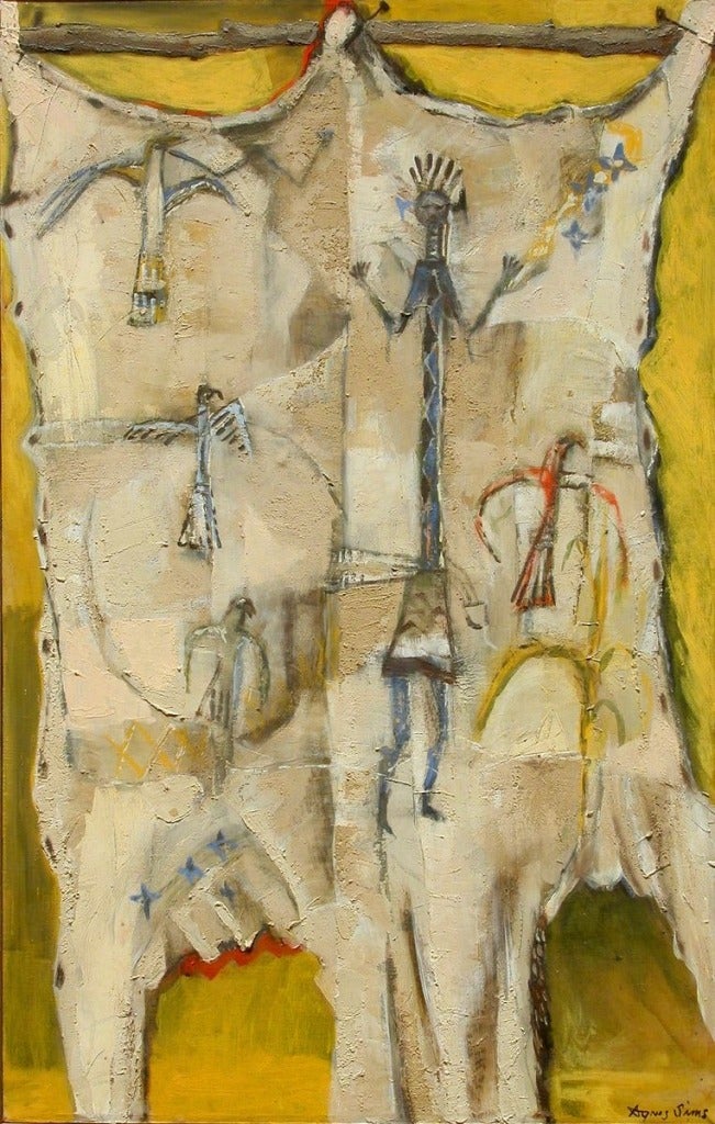 Agnes Sims Animal Painting - Pictographs on a Hide