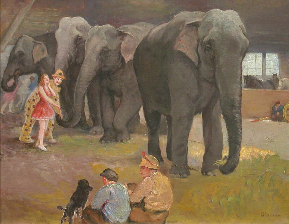 Eugenie Glaman Animal Painting – Das Zirkusleben Nr. 2