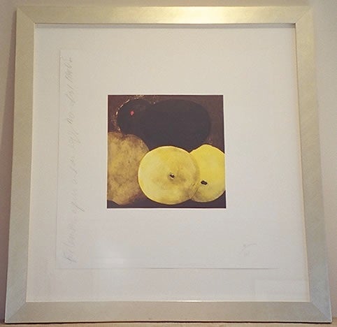 Donald Sultan Still-Life Print - Five Lemons, a Pear and an Egg