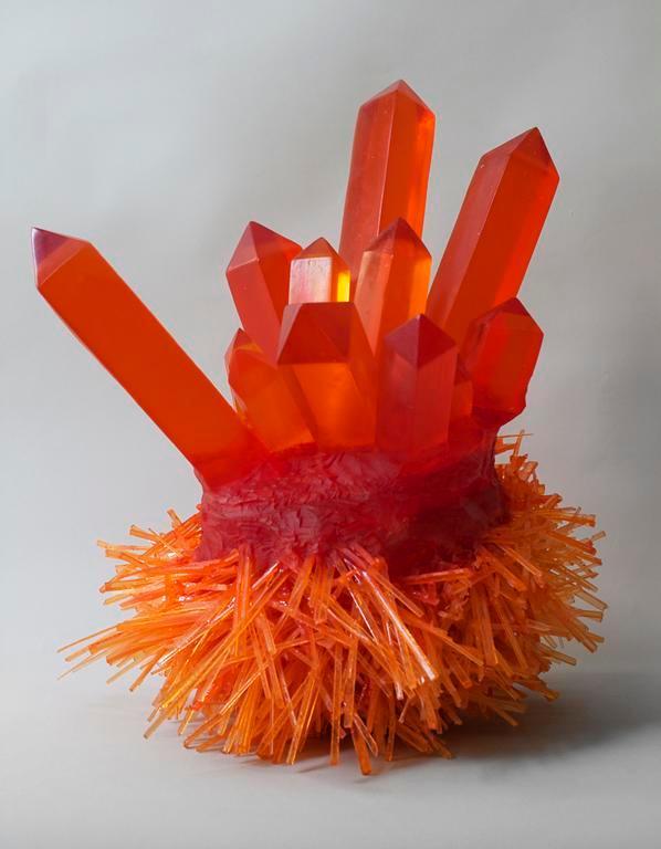 Orange Crystal Spikes - Sculpture by Carson Fox