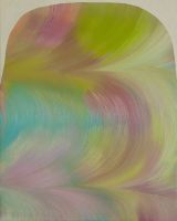 Greenish painting with a light yellow arch