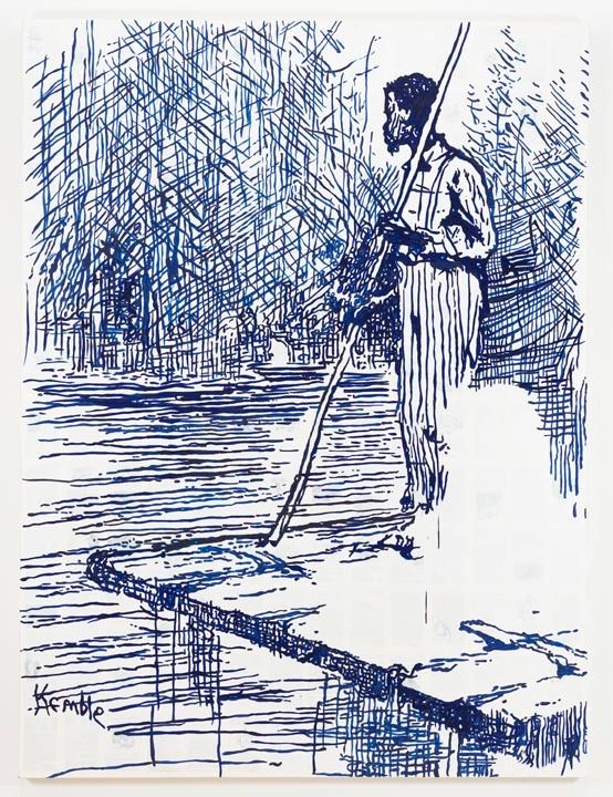 Tim Rollins and K.O.S. Figurative Painting - Adventures of Huckleberry Finn - On the Raft (after Mark Twain)