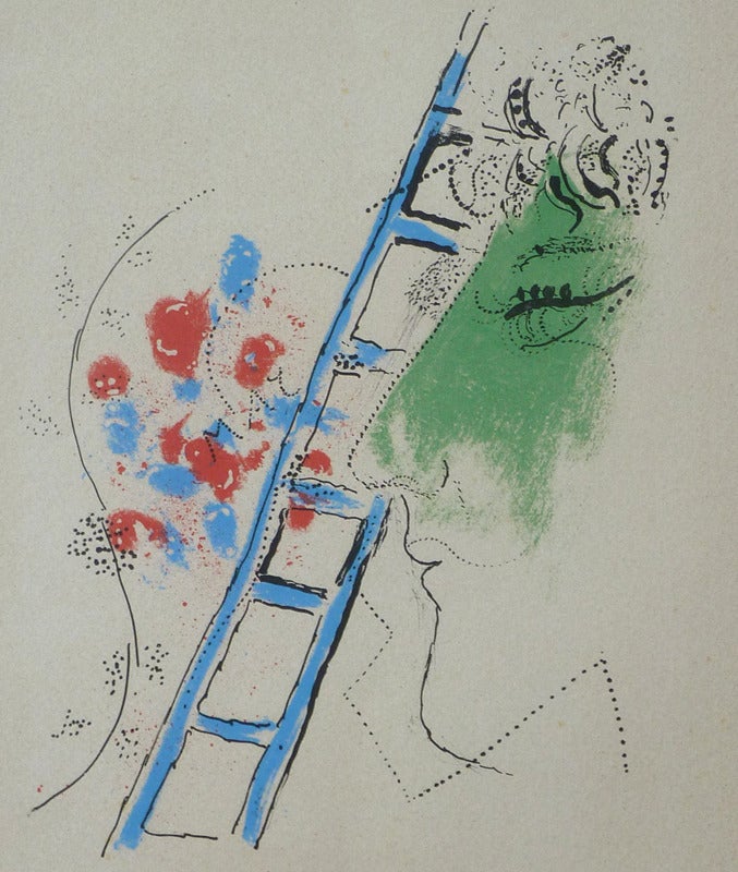 This lithograph is hand signed in pencil by the artist "Marc Chagall" at the lower right margin.
It is also hand numbered in pencil "34/90" at the lower left margin.
It  was printed in 1956 as part of a series of 13 original colour lithographs and 3