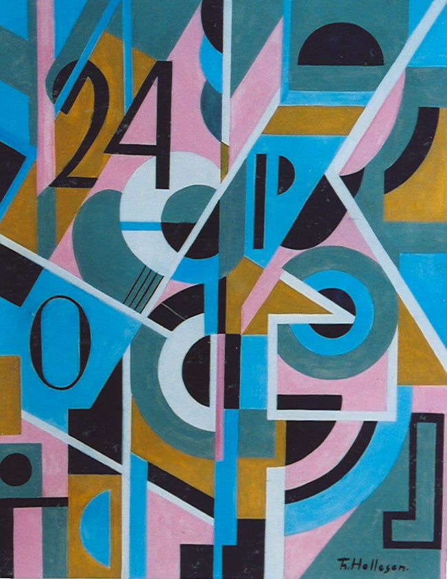 Thorvald Hellesen Abstract Painting – Geometrische Ziffernkomposition