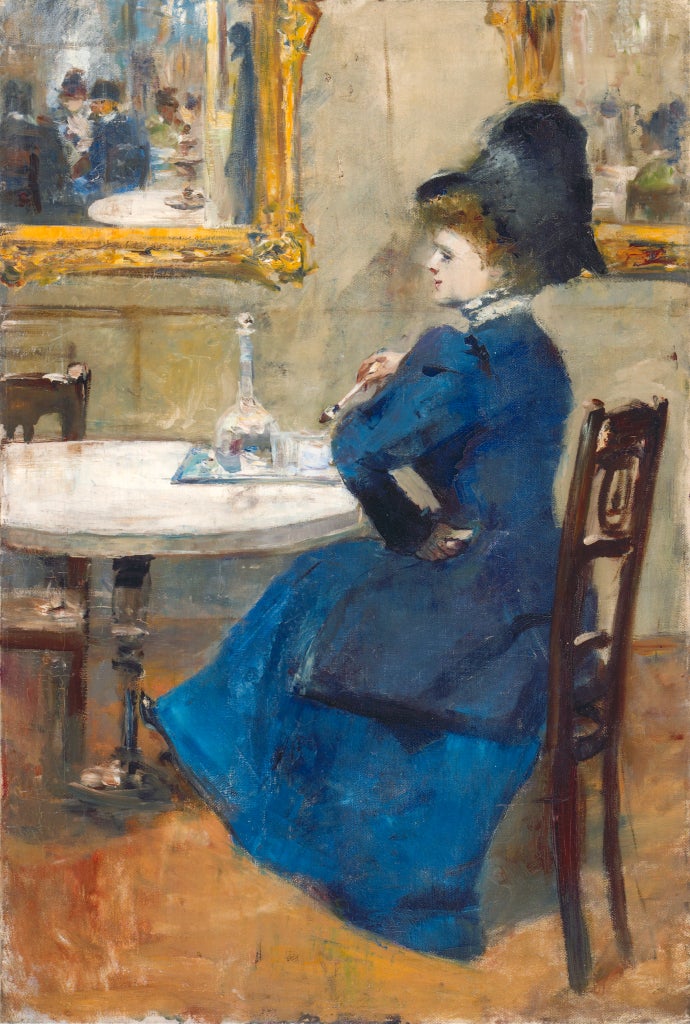 Lesser Ury Figurative Painting - Lady In A Blue Dress