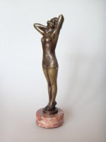 Antique Bruno Zach Art Deco Bronze Skulpture "Standing Young Girl in a Swimsuit"