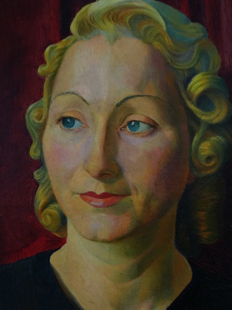Werner Peiner - Portrait de Martha Quandt, peinture à l'huile, 1926 en vente 2