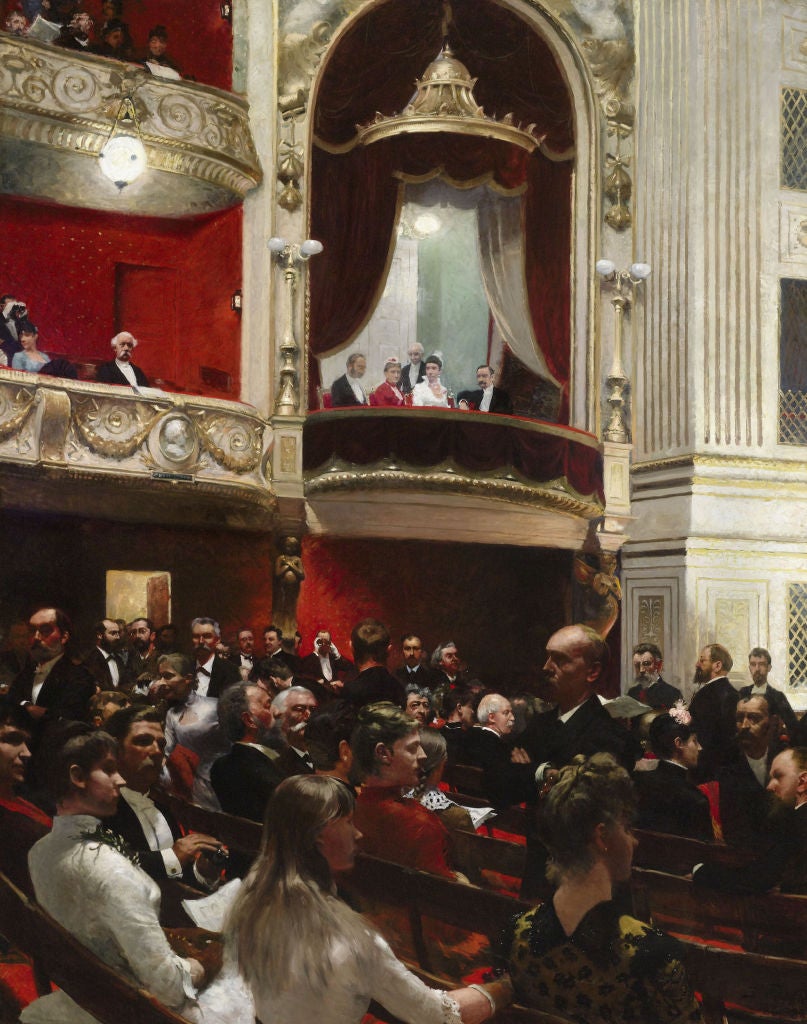 Paul Gustave Fischer Portrait Painting - An Evening at the Royal Theatre by Paul Gustav Fischer