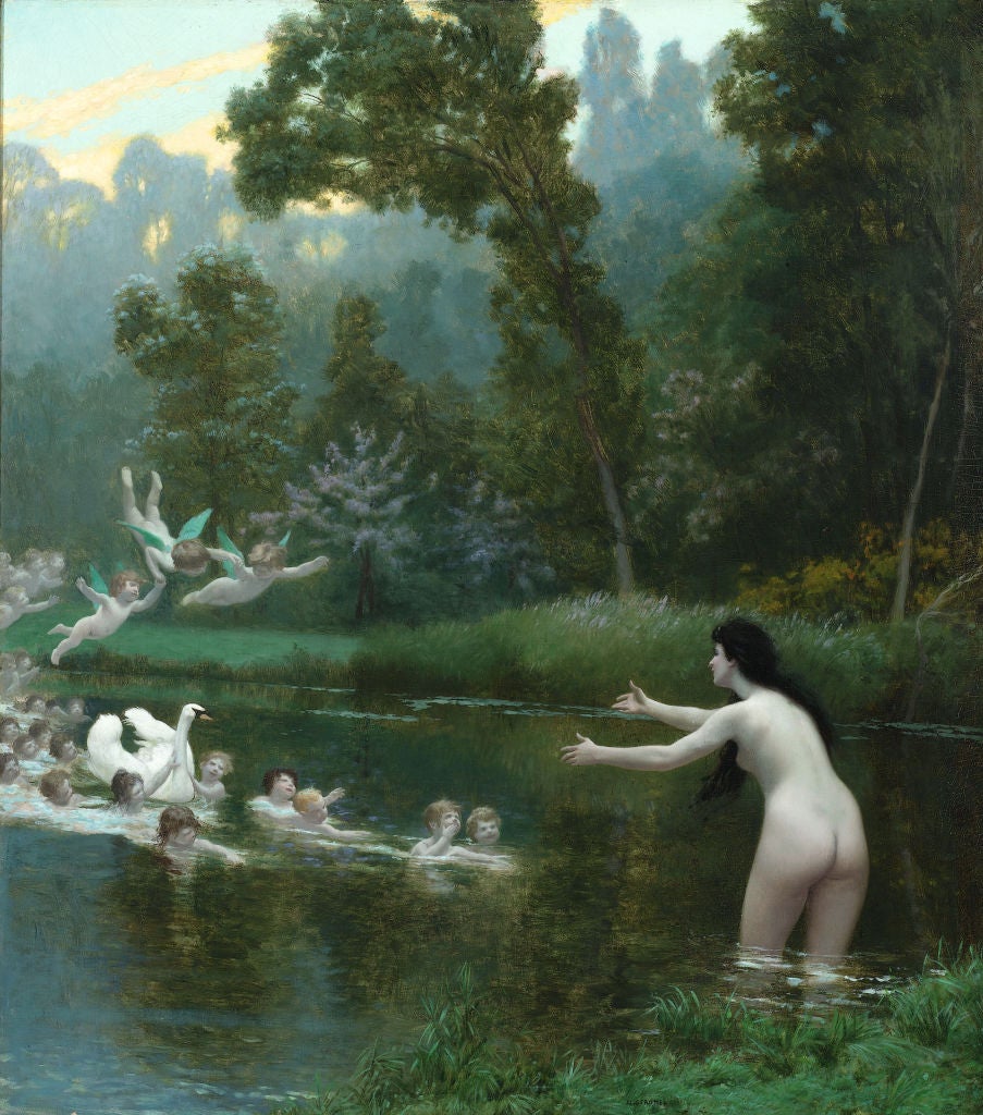 Jean-Léon Gérôme Landscape Painting - Leda and the Swan 