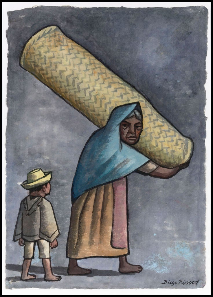 Diego Rivera 
1886-1957 • Mexican

<em>Mujer con Niño</em>

Signed “Diego Rivera” (lower right) 
Watercolor on paper

Brilliant colors and cultural subject matter characterize this outstanding and rare watercolor, entitled <em>Mujer con Niño (Woman