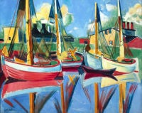 Fishing Boats in the Afternoon Sun by Max Pechstein