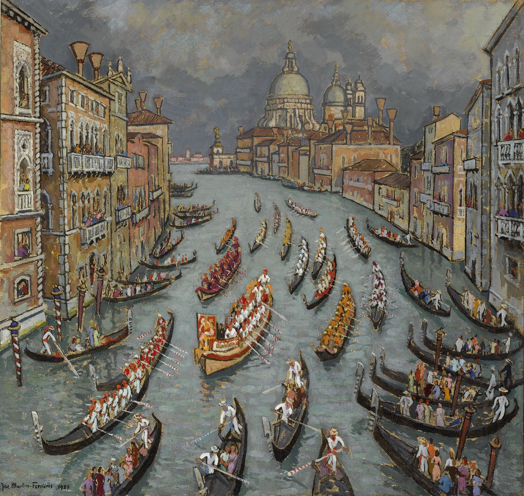 Fete sur le Grand Canal - Painting by Jacques Martin-Ferrières