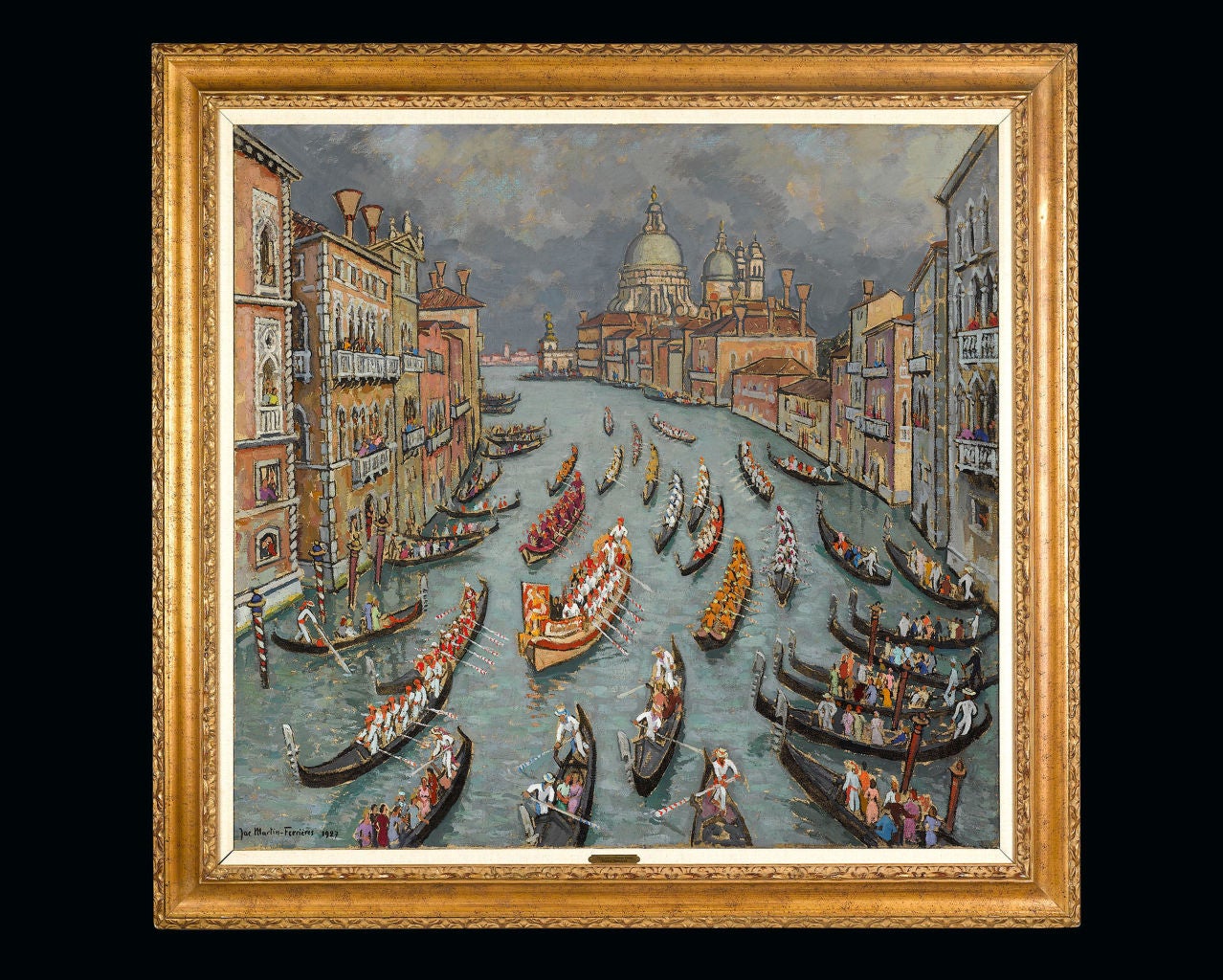 Jacques Martin-Ferrières Landscape Painting - Fete sur le Grand Canal