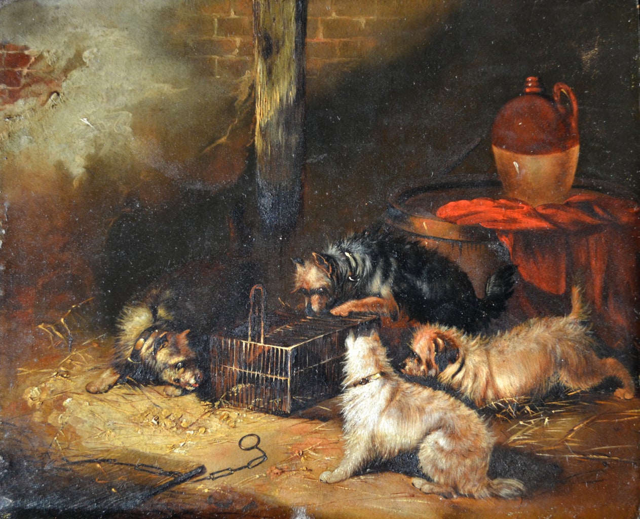 Terriers Ratting - Painting by George Armfield