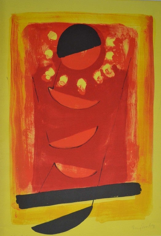 Sir Terry Frost Interior Print - Red Yellow and Black 1997