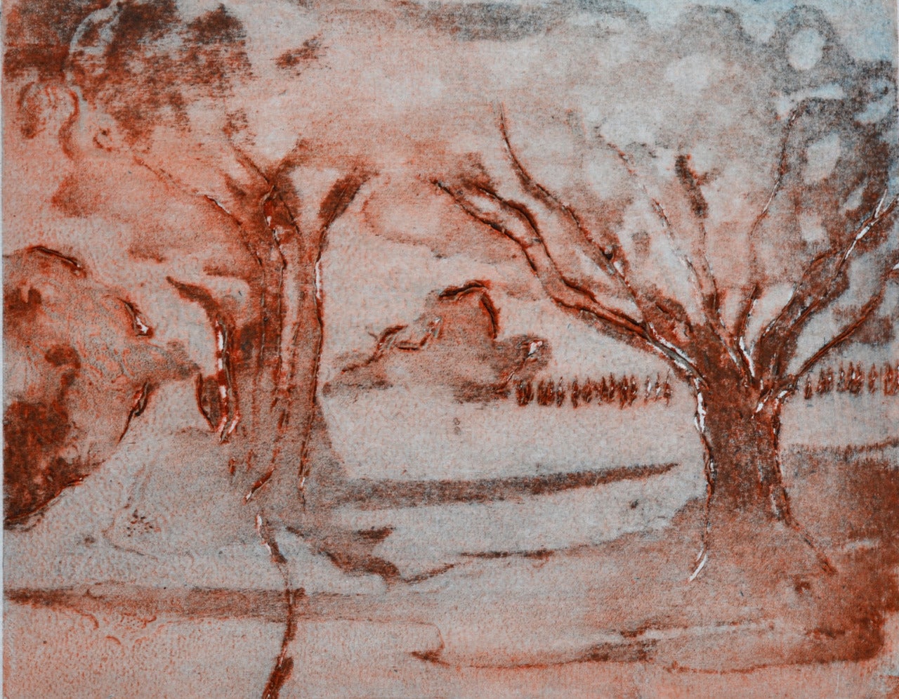 Ian Laurie Landscape Print - Autumn Red