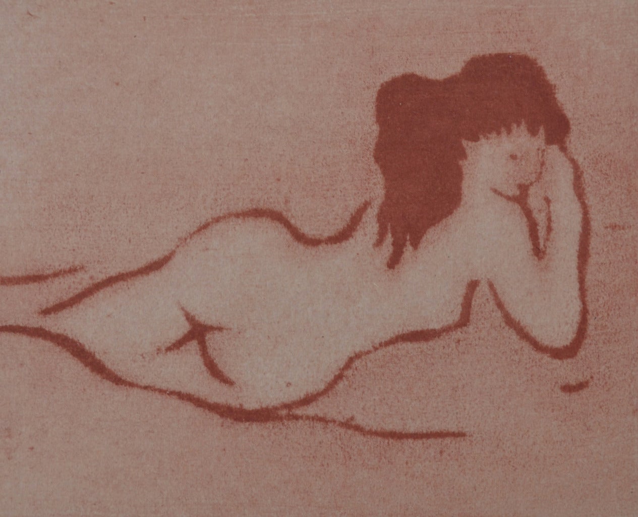 Ian Laurie Nude Print - Reclining In Red