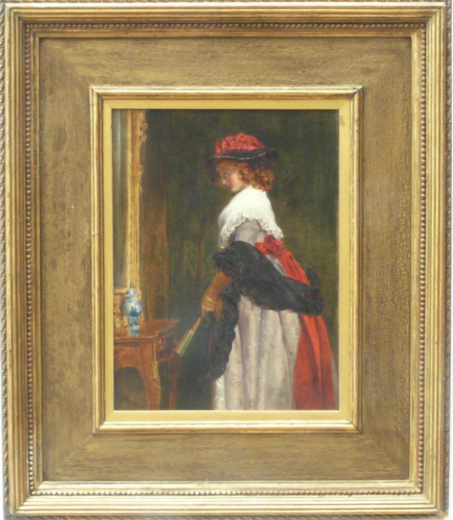 Lady Regarding Herself In A Pier Mirror - Painting by John Callcott Horsley