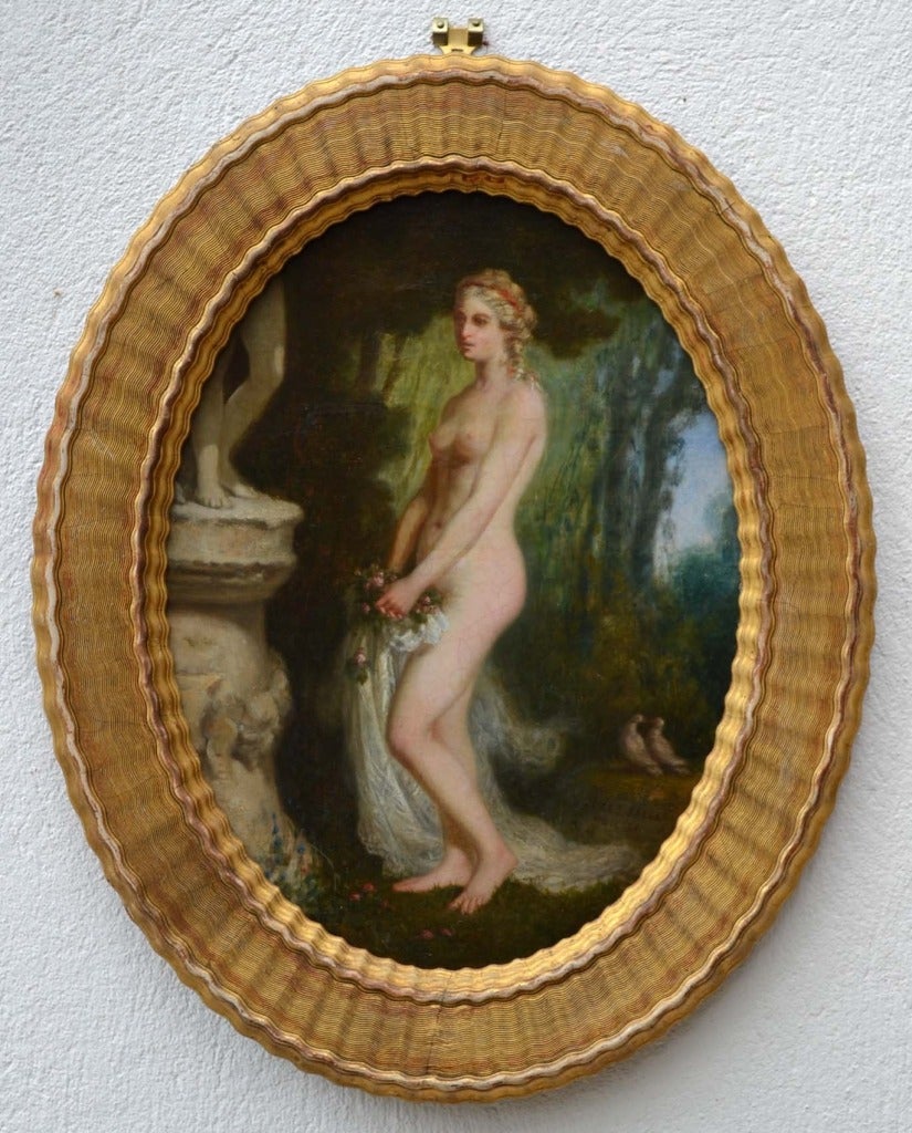 Jules Salles-Wagner Nude Painting - Classic Female Nude In Garden: Victorian Nude, Oil painting