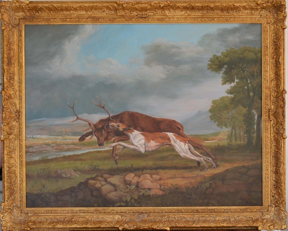 Jonathan Adams Animal Painting - Hound Coursing A Stag (George Stubbs)