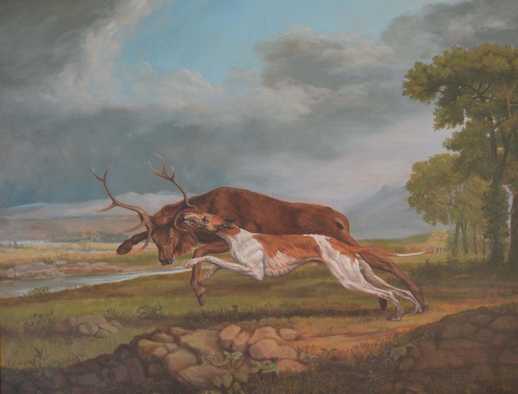 Hound Coursing A Stag (George Stubbs) - Painting by Jonathan Adams