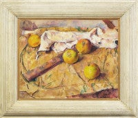 Still life with apples and a knife
