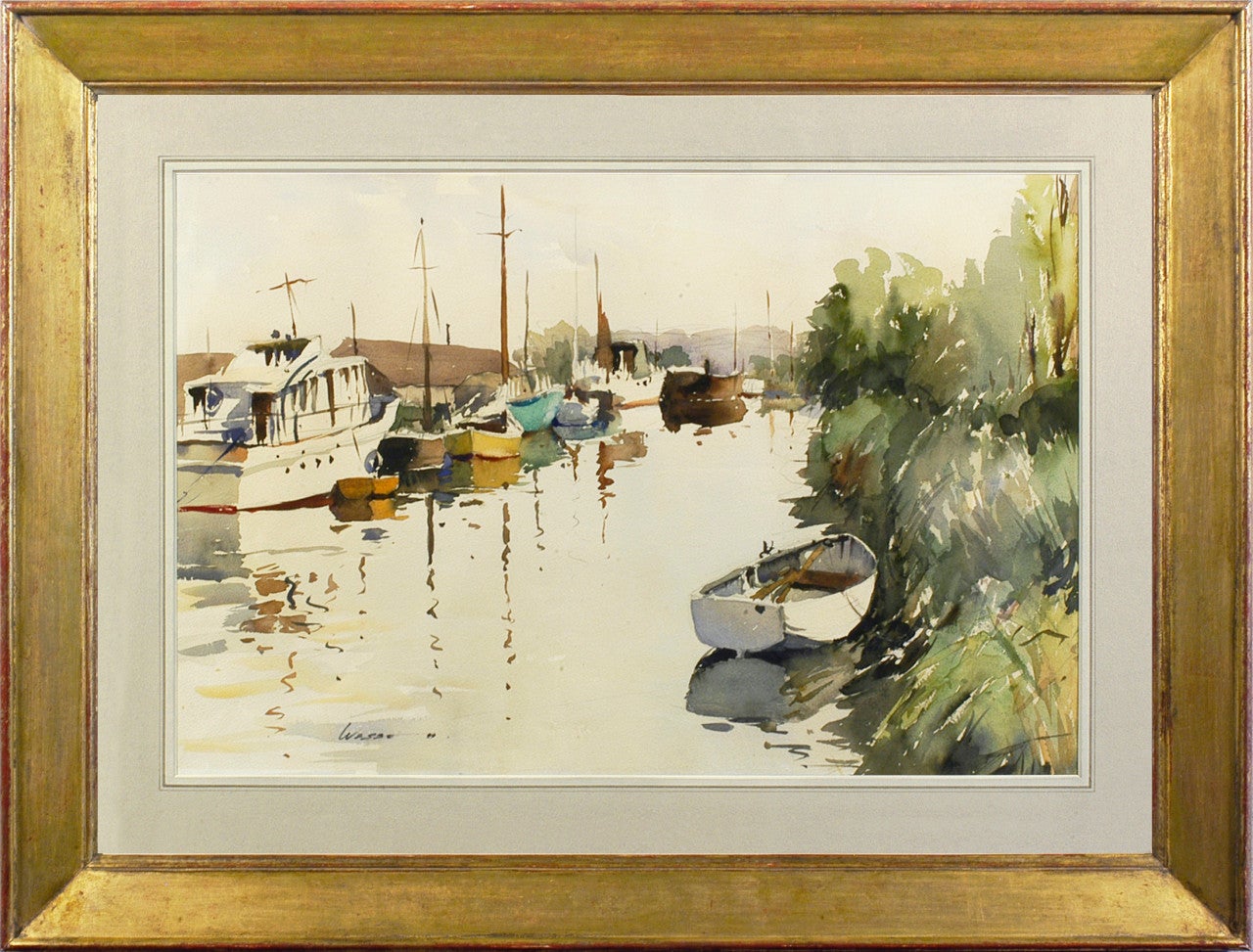 Edward Wesson Landscape Art - Boats on the Norfolk Broads