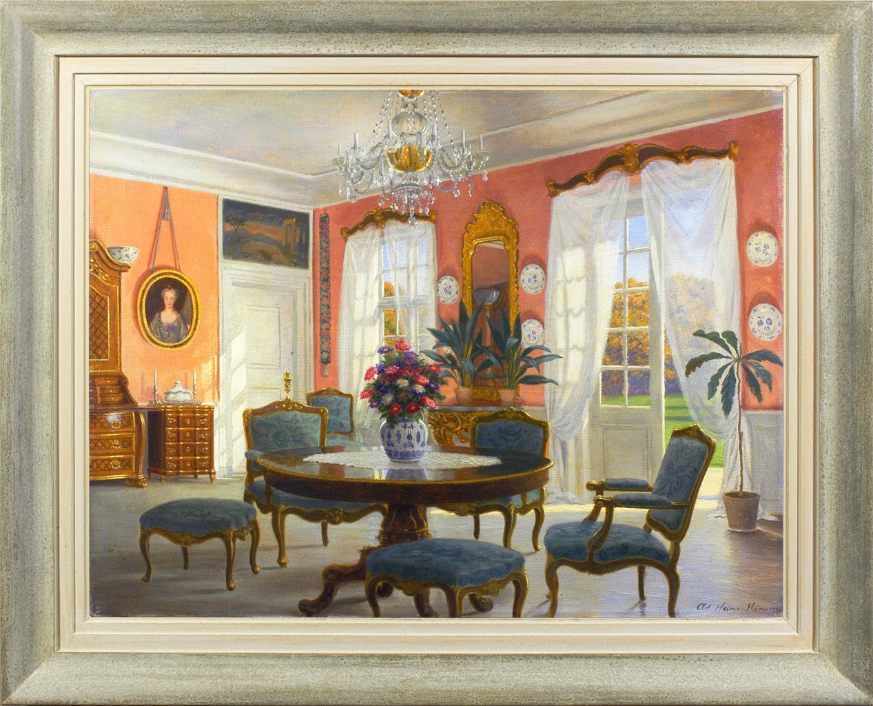 Adolf Heinrich Hansen Interior Painting - Interior in Overførstegaarden