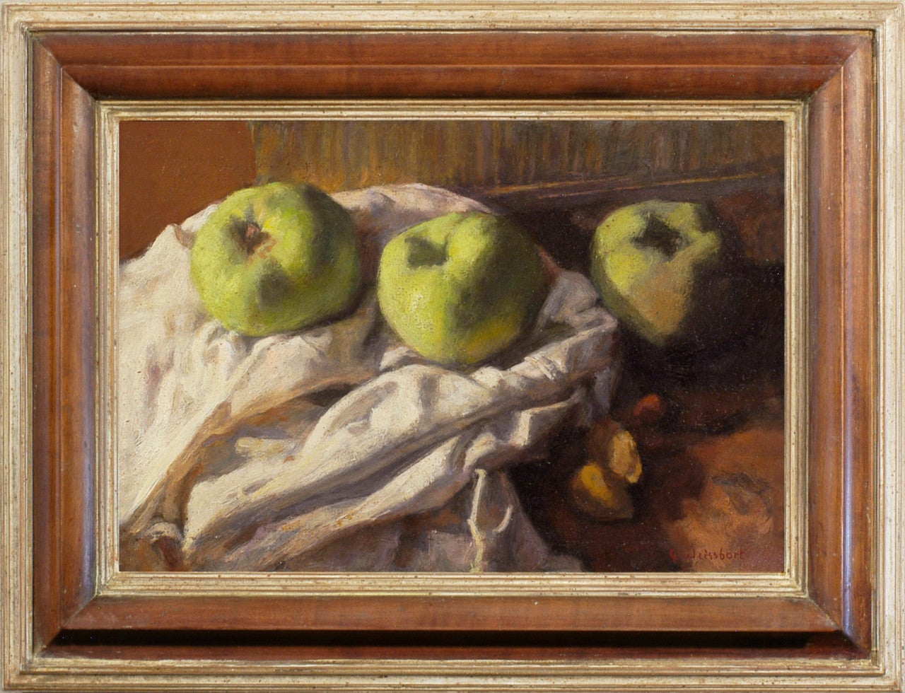 George Weissbort Still-Life Painting - Still life with three Bramley apples