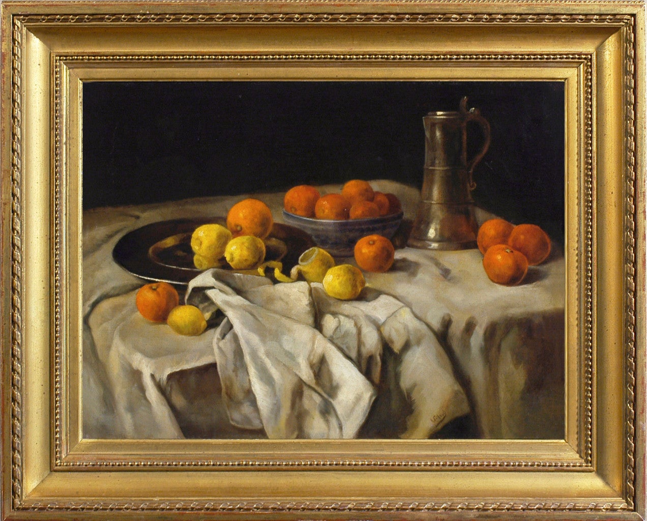 CARL SCHUCH Still-Life Painting - An arrangement with oranges and lemons (after)