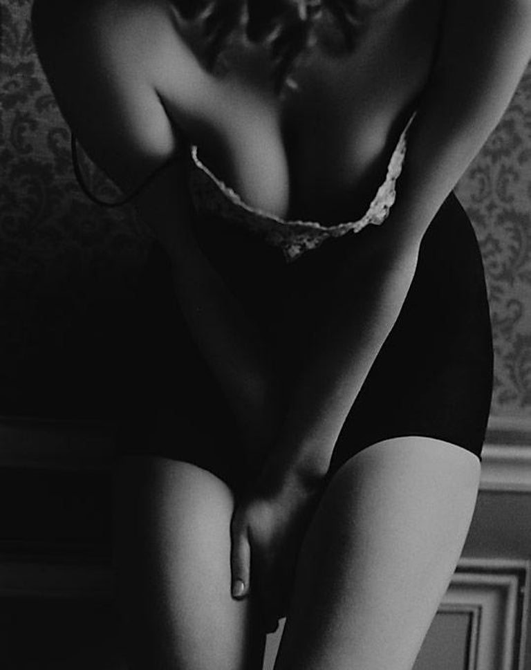 Bruno Bisang Nude Photograph - Kate Ashton, Paris - model sitting in dessous