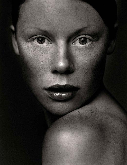 Andreas H. Bitesnich Portrait Photograph - Ida, Vienna, 1998 - black and white nude portrait, freckles