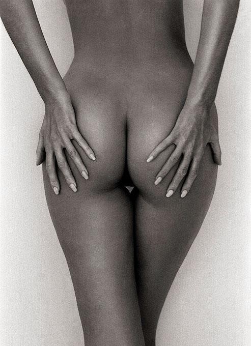 Andreas H. Bitesnich Nude Photograph - Philippa, Santorini - nude closeup in b&w, fine art photography, 1995