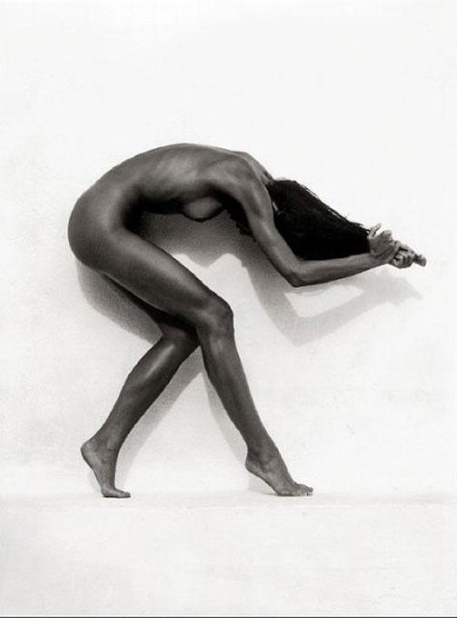 Andreas H. Bitesnich Nude Photograph - Ulrica, Mykonos - acrobatic nude, fine art photography, 1993