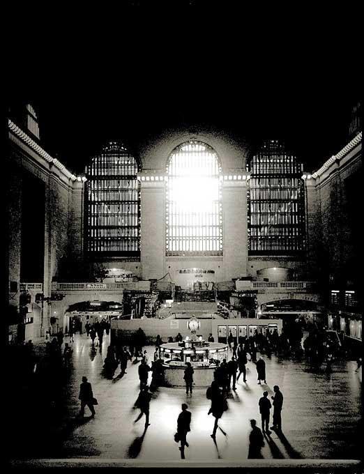 Andreas H. Bitesnich Black and White Photograph - Grand Central Terminal - black and white people walking in the train station 