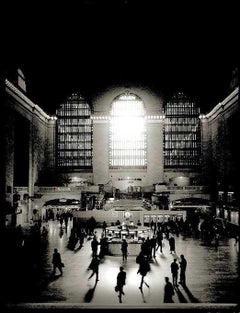 Vintage Grand Central Terminal - black and white people walking in the train station 