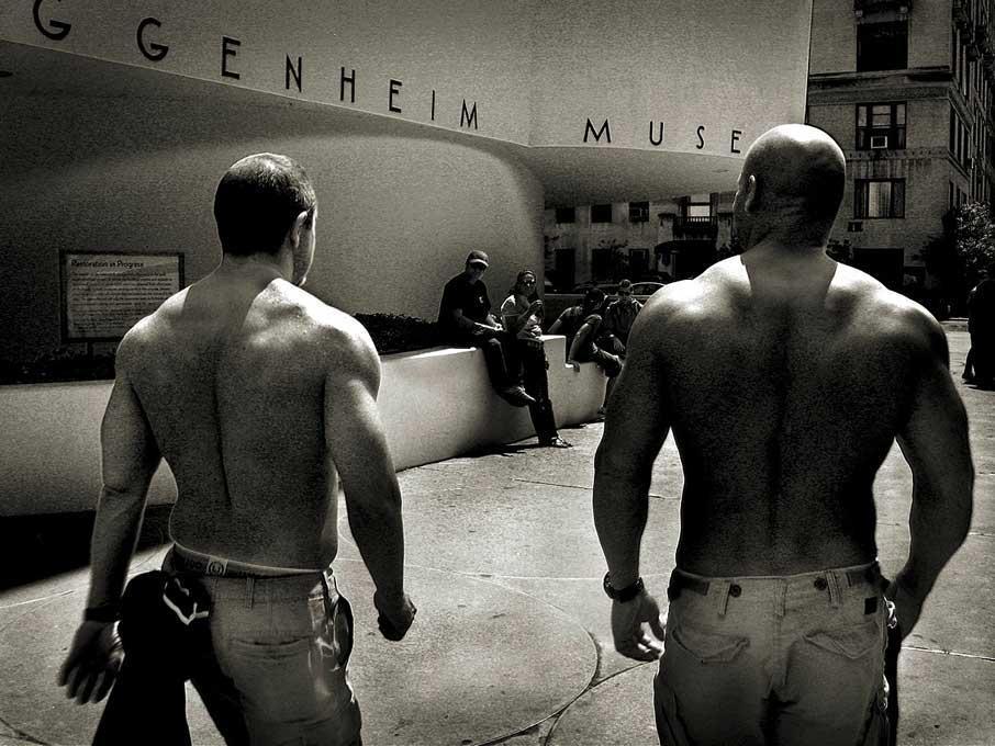 Andreas H. Bitesnich Figurative Photograph - 'Coming-out of Guggenheim' - In front of the Museum, fine art Photography, 2006