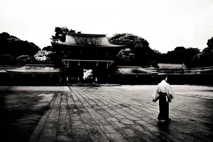 Andreas H. Bitesnich Black and White Photograph - Meiji Jingu Temple Tokyo Japan #7110