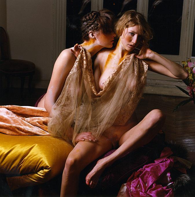 Iris Brosch Nude Photograph - Powder and Tulle - semi nude with fabrics, fine art photography, 2000