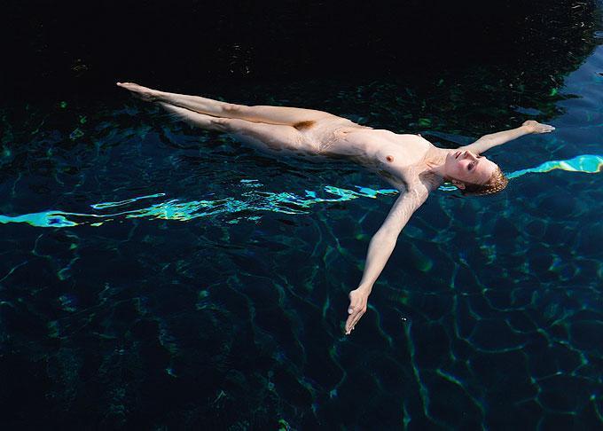 Michel Comte Nude Photograph - Anonymous Nude I - nude floating in water, fine art photography, 1999