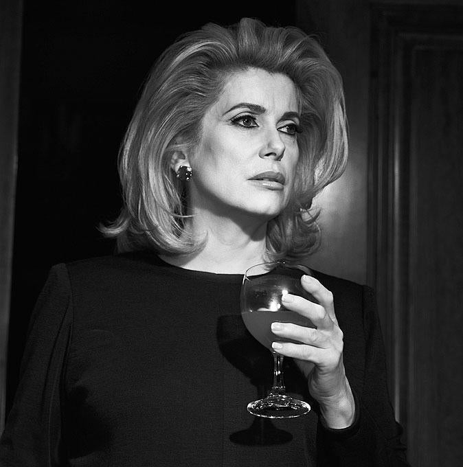 Michel Comte Black and White Photograph - Catherine Deneuve - portrait of the french actress, fine art photography, 1996